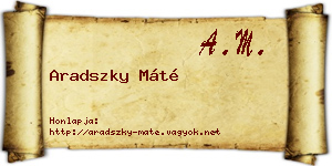 Aradszky Máté névjegykártya